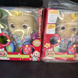 (2) CoComelon Learning JJ Doll With Lights & 50+ Learning Phrases New