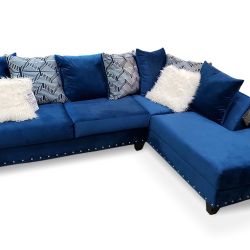 Beautiful Royal Blue Couch With Pillows
