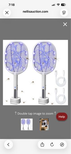 Lulu Home 2-In-1 Electric Bug Zapper Racket, 2 Pack 4000V High Voltage LED Lighted Handheld Mosquito Swatter With 3 Layer Safety Mesh, USB Charging Po