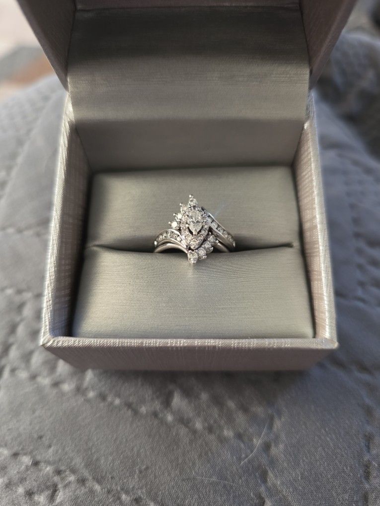 1ct 14k White Gold Marquise Wedding Ring