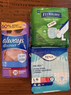 Large Adult Diapers- Briefs - always/tena/fitright