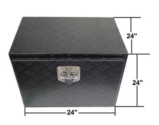 24x24x24" Aluminum Under Bed Truck Tool Box Diamond Plate Black