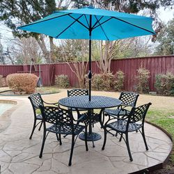 Hanamint Cast Aluminum Outdoor Dining Set with 5 Chairs