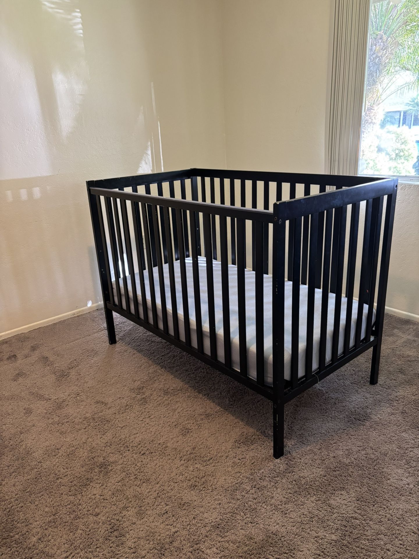 Black Wood Baby Crib