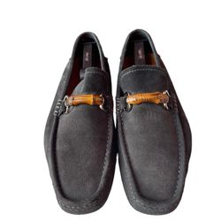 Authentic GUCCI Suede Leather Bamboo Horse bit Mocassins Loafers Size US:10.5D
