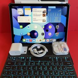 Apple IPad Air 4th Generation (10.9” Liquid Retina/ 2020 Model) 64GB with keyboard case, stylus pen & Accessories (256gb $499)