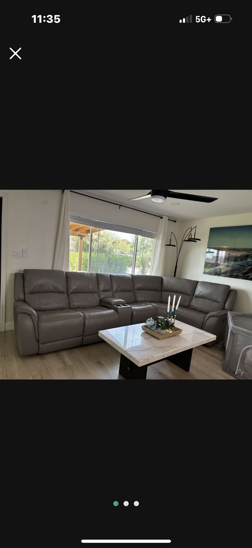 Grey Leather Couch