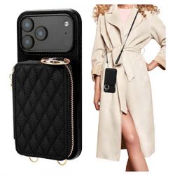 iPhone 17 Pro Max Case Wallet, RFID Blocking PU Leather Zipper Handbag Purse Flip Cover, Kickstand Folio with Slots Holder Strap Lanyard 5G 6.9 Inch (