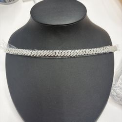 Silver And Moisanite Cuban Bracelet 