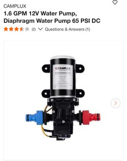 CAMPLUX 1.6 GPM 12V Water Pump, Diaphragm Water Pump 65 PSI DC #144