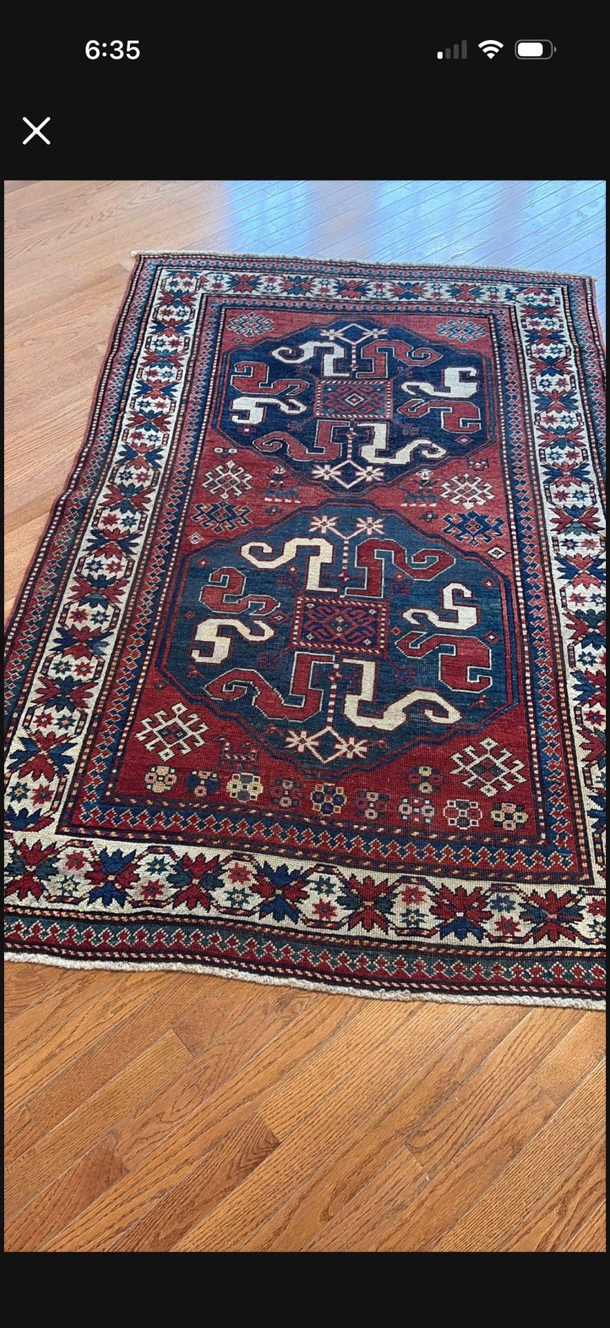 1870 Antique Caucasian Kazak Rug 5x7