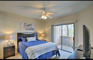 Queen Size Bed, Frame, 2 Side Tables