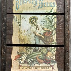 Vintage Burpees Seeds W. Atlee Burpee & Sons Wood Raisin Drying Rack Farmhouse Wall Deco