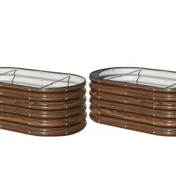 New-New-SnugNiture 4x2x2ft Raised Garden Bed Outdoor, Galvanized Metal Planter Box, Oval 