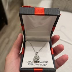 Diamond Sterling Silver Necklace 