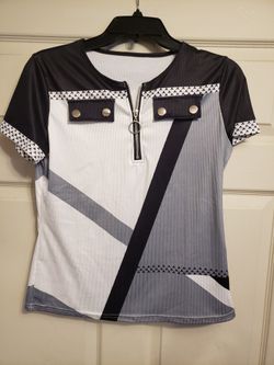 New Black, Grey & White Women's Shirt