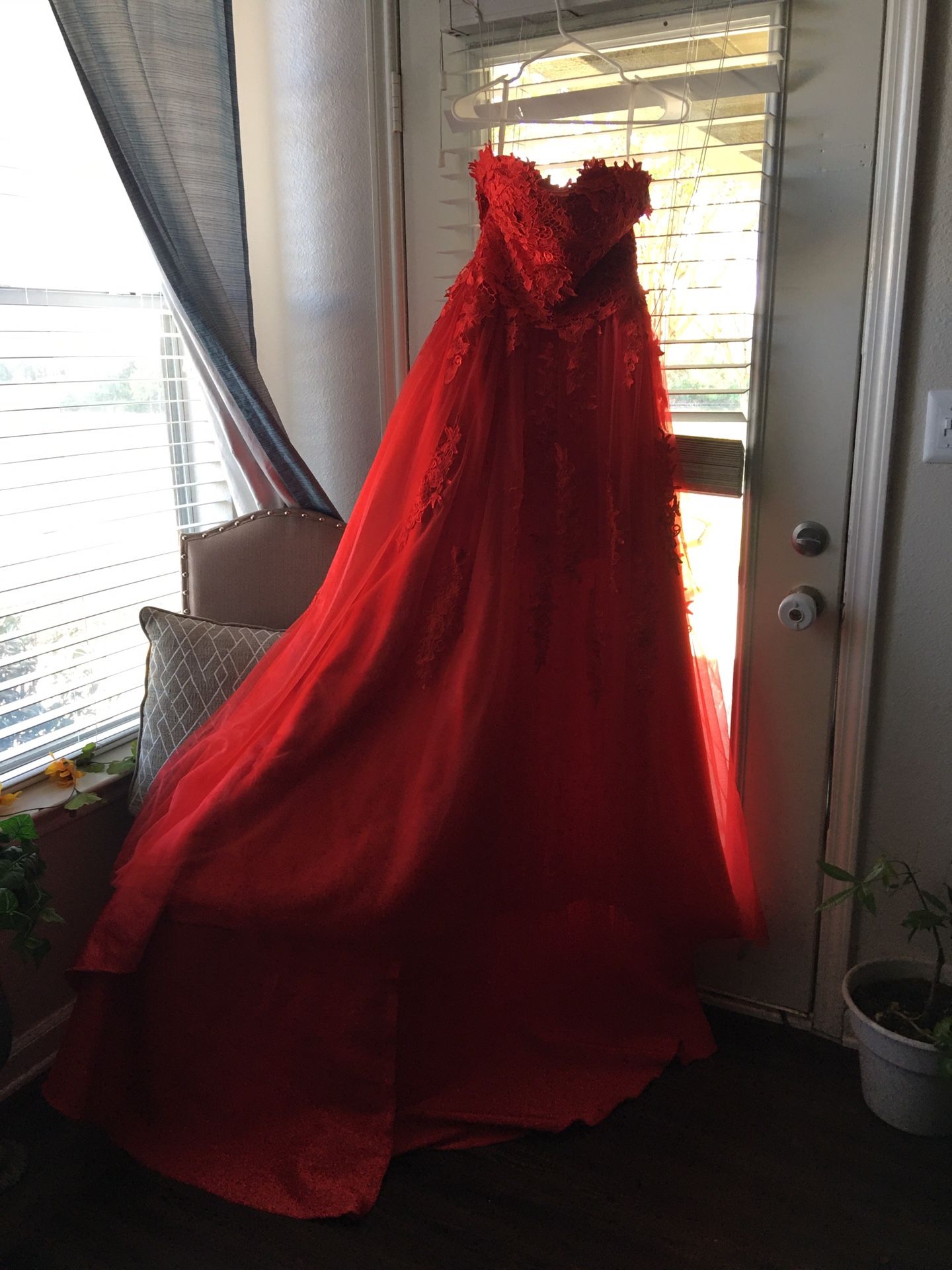 Red ball gown dress