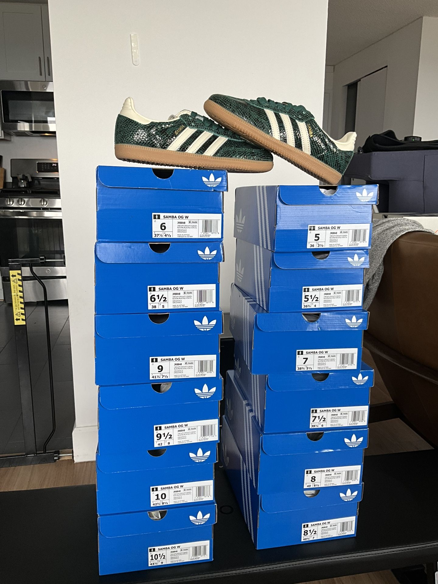 Adidas Samba OG Green Snakeskin Sz 5w-9.5w