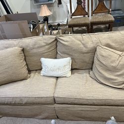 Beige  Colored Couch /sofa With Pillows 
