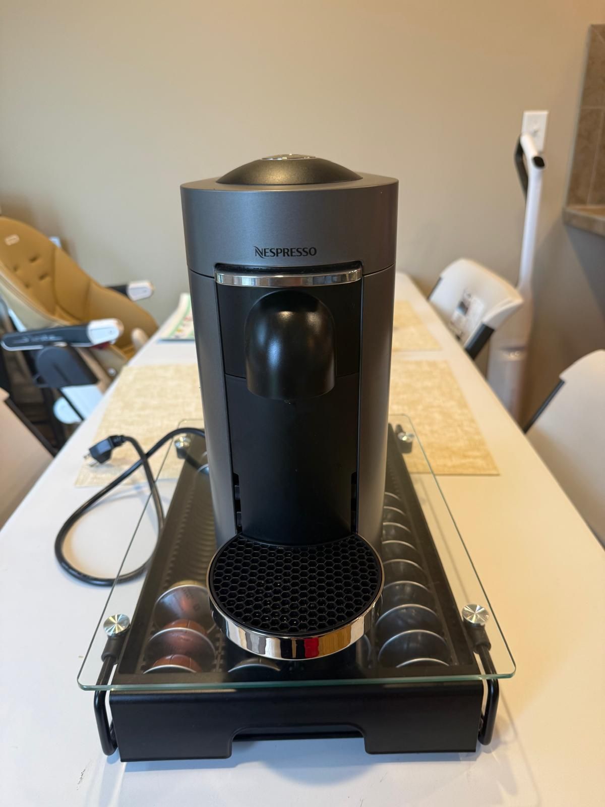 Nespresso VertuoPlus Coffee Machine + Capsule Drawer Storage — Like New