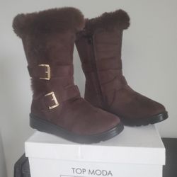 Brand new tall womens brown Top Moda Coleen-36 faux fur boots size 5.5