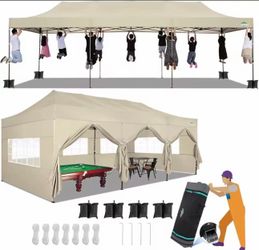 10x30 Pop Up Canopy with 8 Sidewall,Heavy Duty UPF 50+ All Season Wind Waterproof  Outdoor Wedding Party Tents