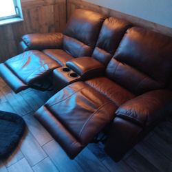Double Recliner  With USB Port  All Leather 