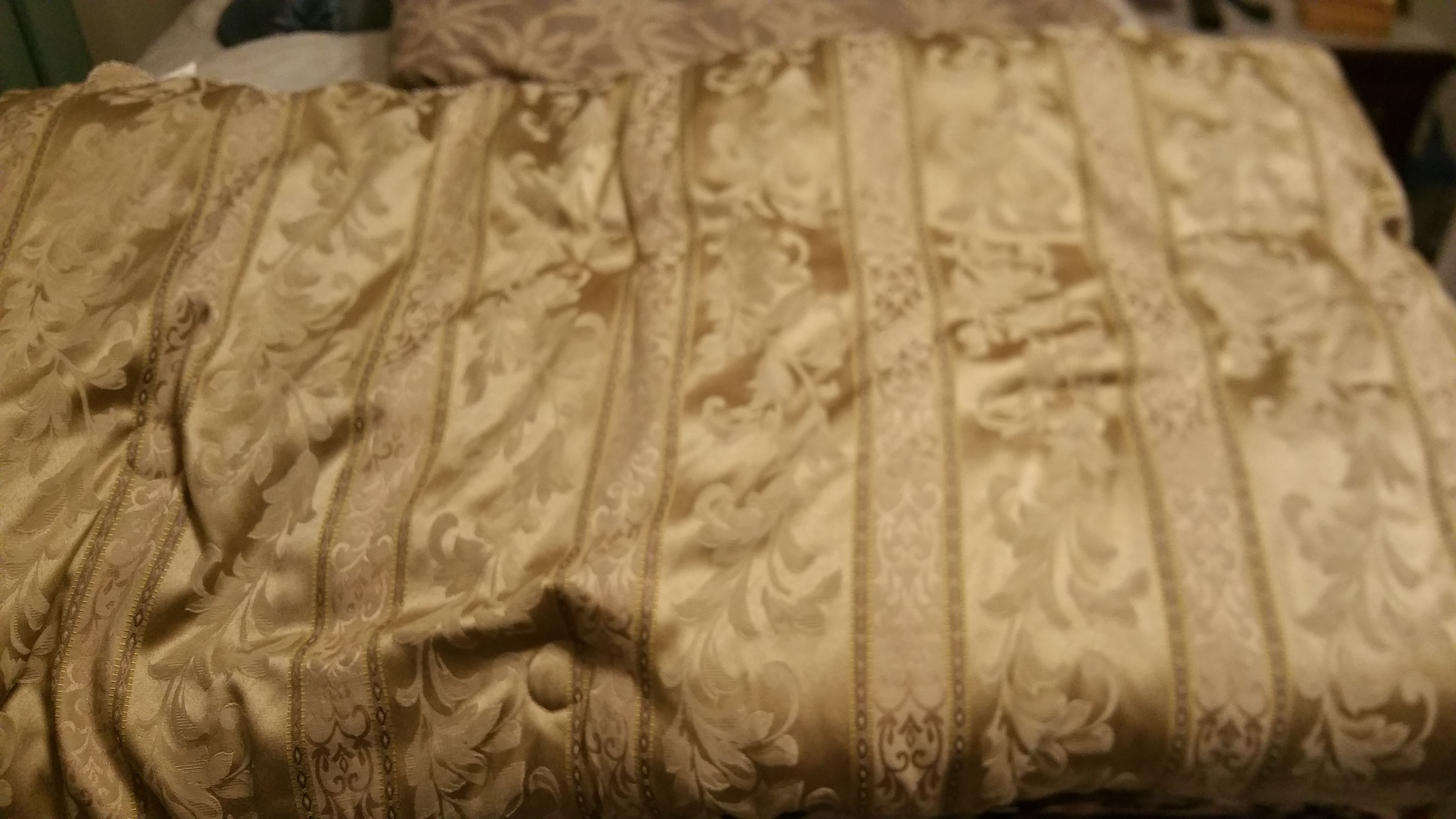 Gold brocade quilt queen size like new reversible