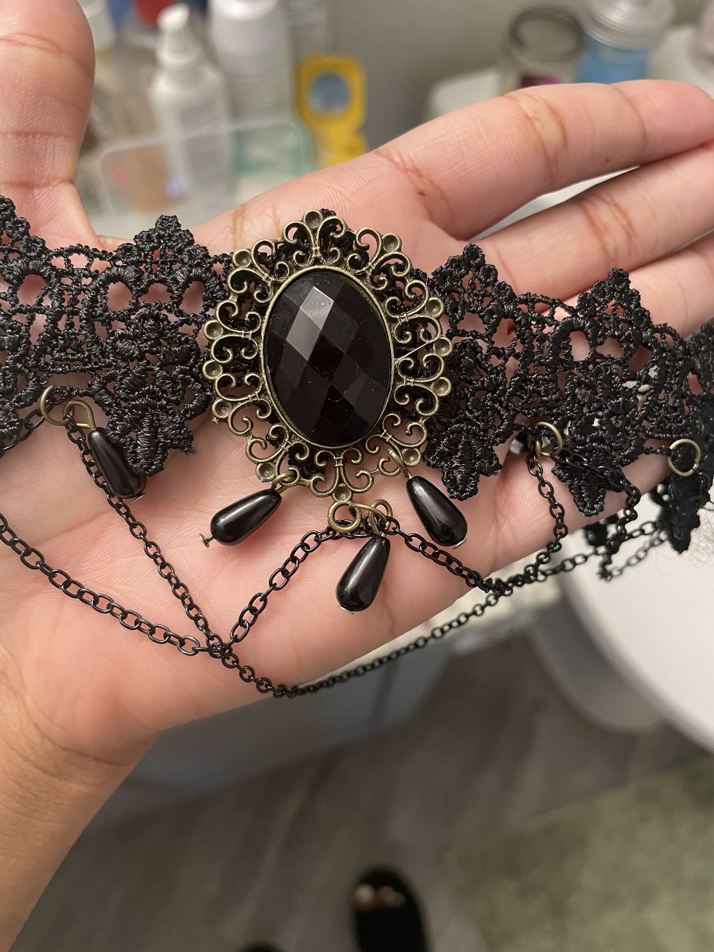 Black “renaissance” “medieval” Choker Necklace 