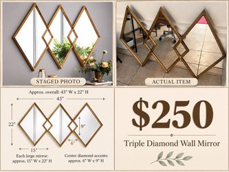 WEST ELM Overlapping Diamond Metal Wall Mirror