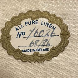 Irish Linen Damask Tablecloth, Including 12 Napkins, Preowned But Never Used