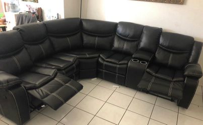 Large Leather Reclining Sectional