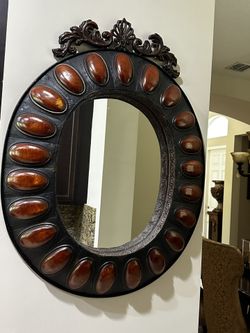 Oval Frame Vintage Walnut Mirror