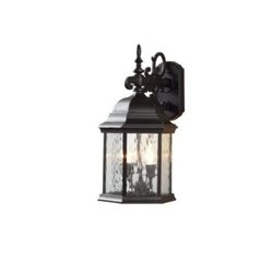 9.5 in. 2-Light Oil-Rubbed Bronze LED Decorative Water Glass Outdoor Wall Lantern Sconce with Fixed Flame Tip

