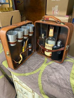 Vintage Brown Leather Small Suitcase