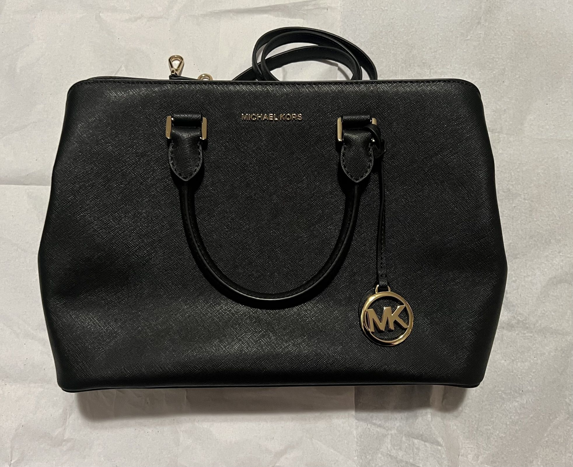 Michael Kors Savannah Leather Large Satchel In Color Black New