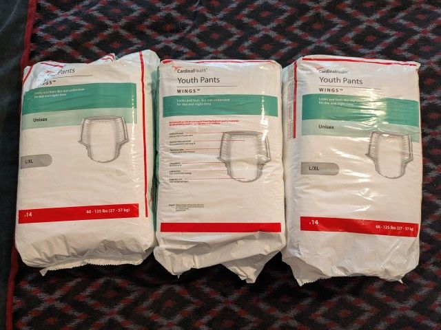 Cardinal Health Youth Pull-up Pants - Wings L/XL - 3 pks of 14