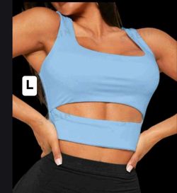 New women’s Blue Cutout Crop Top Size Large