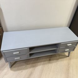 Blue Gray Wooden Entertainment Table 