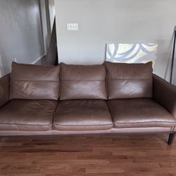 Extra Long Macys Tan leather Couch 