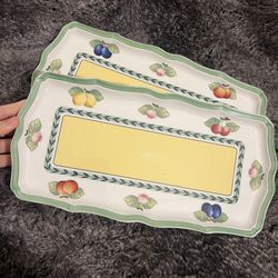 2pcs Villeroy & Boch "French Garden Fleurence" 13 1/2" Large Sandwich Tray