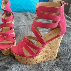 Brand New Just Fab Pink Wedges 