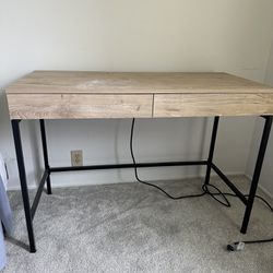 Desk - Distressed Look- With 120v Plugs And USB Port Port