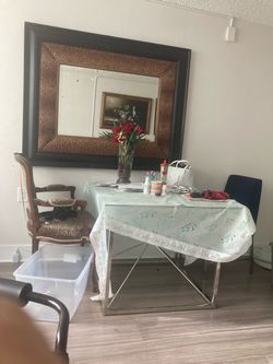 Large Wall Mirror with Leopard Print Frame
