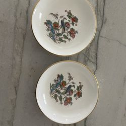 2 Wedgwood Kutani Crane Trinket Dishes 