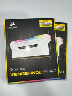 CORSAIR VENGEANCE RGB PRO 16GB (2x8GB) DDR4 DRAM 3600MHz C18 Memory Kit - White
