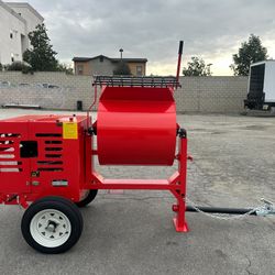 15HP Towable 9 Cubic Ft Plaster Mortar Concrete Cement Mixer 12V Electric Starter | Gas Cement Mixer