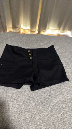 Black high waisted button up shorts