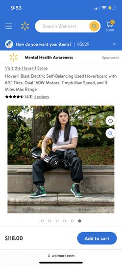 Hover-1 Blast Electric Self-Balancing Used Hoverboard with 6.5” Tires, Dual 160W Motors, 7 mph Max Speed, and 3 Miles Max Range