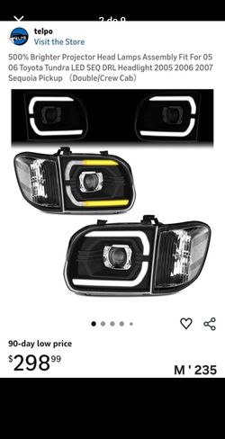 Projector Headlight Assembly w/ LED Sequential DRL Toyota Tundra & Sequoia.(M'235)
